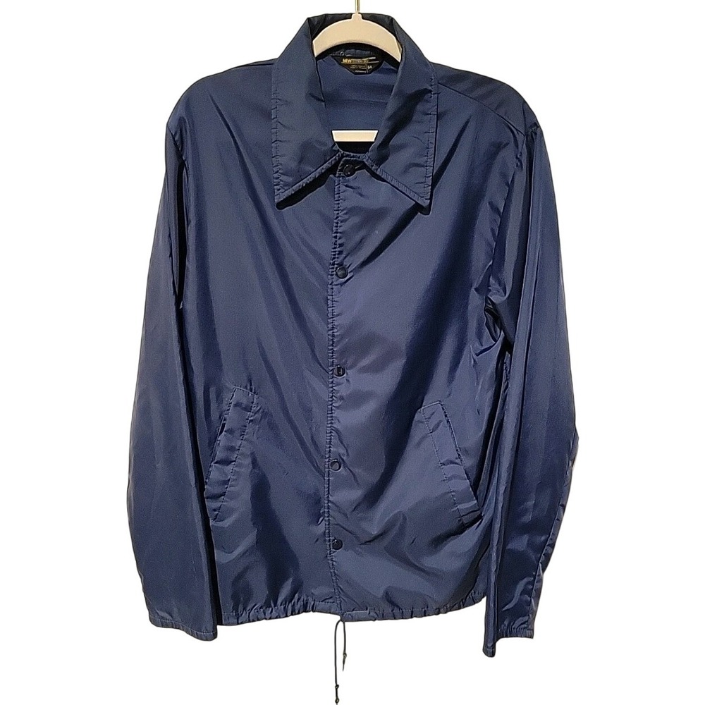 Vintage 80s JC PENNEY Navy Snap Button Pure NYLON Windbreaker Jacket Mens Medium